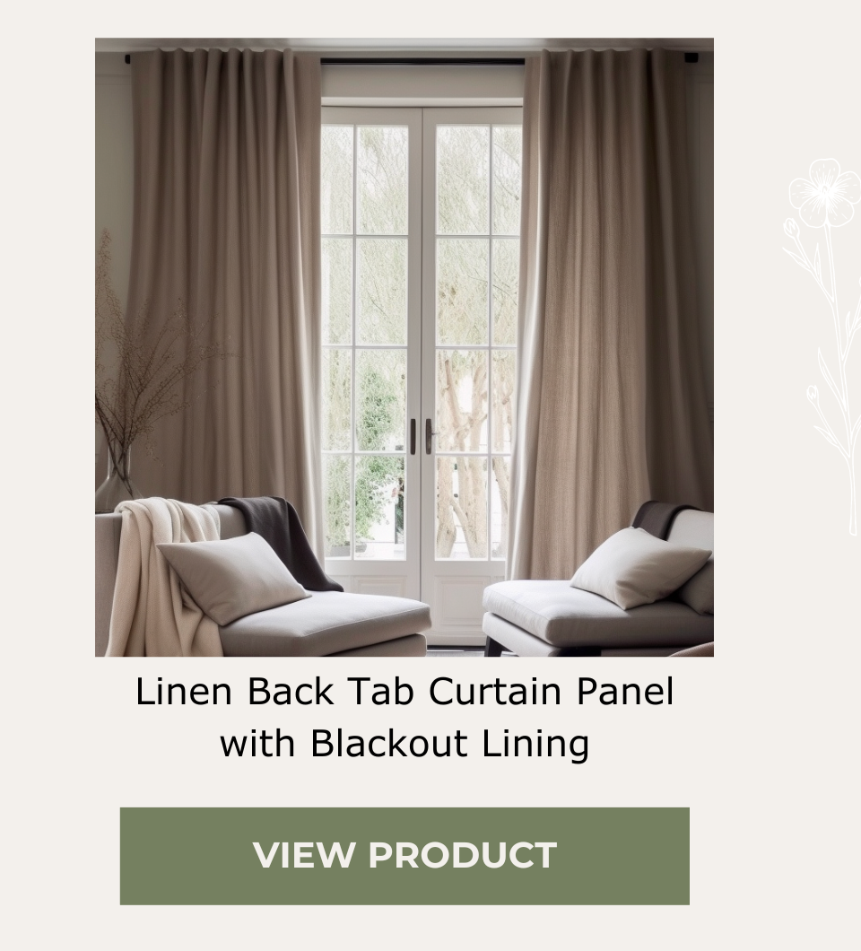 Linen Back Tabs Curtains with Blackout Lining - Custom Width, Custom Length - Natural Linen