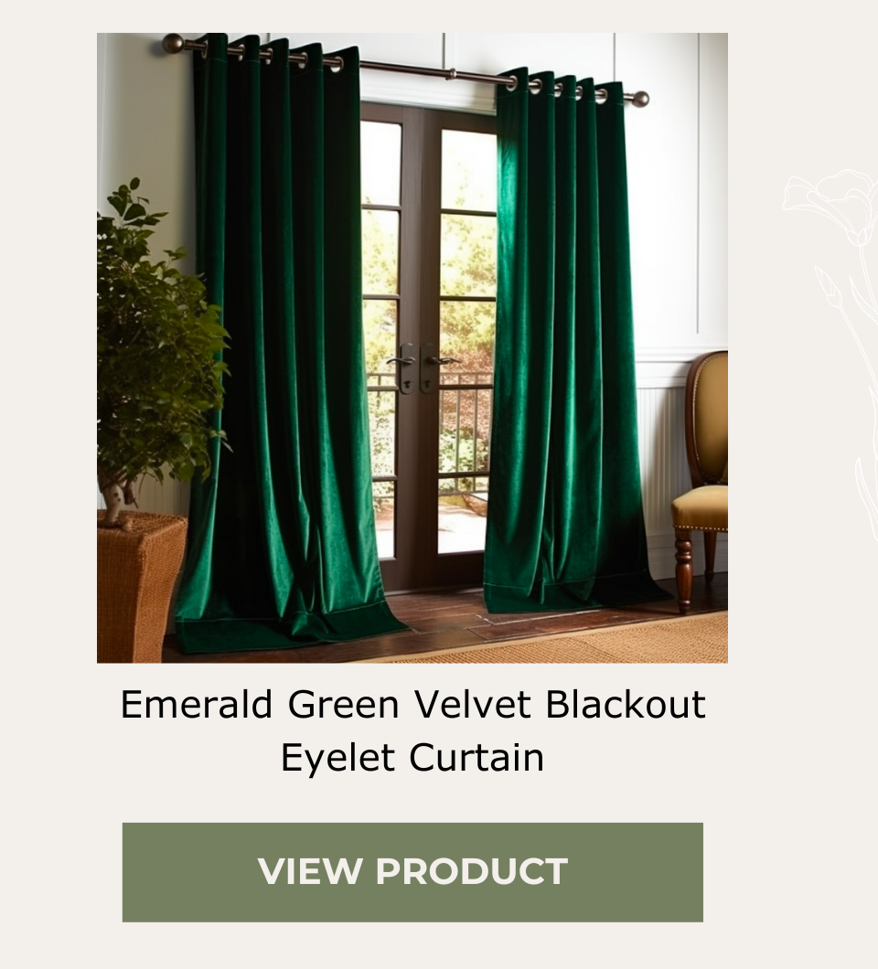 Emerald Green Velvet Blackout Eyelet Curtain - Custom Sizes and Colours