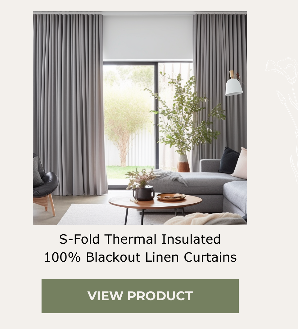 S-Fold Thermal Insulated 100% Blackout Linen Curtains for Winter Cold and Summer Heat Blocking